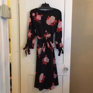 Who What Wear mid calf length floral black dress